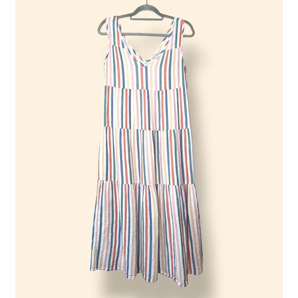 Marine Layer Corinne Maxi Dress Colorful Striped 100% Cotton Sz XS - Picture 2 of 9